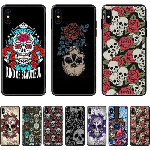 Awesome Rose Sugar Skulls Flower Black Soft TPU Live Love Phone For Huawei Honor 6A 7A 7X 8C 8X 9 9A 9I 9X 10 10I 20 20I 20S