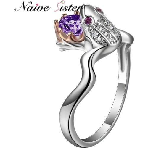 Prosperous Wealth Frog Ring Fashion Animal Rings For Women Vintage Personality Blue Cubic Zirconia Crystal Jewelry Toad Bijoux