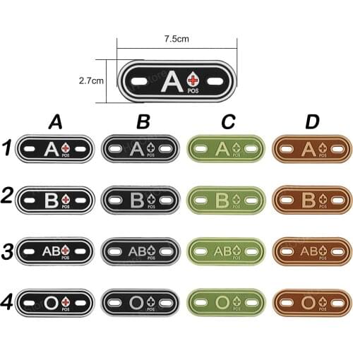PVC Blood Type group tag A+ B+ AB+ O+ Positive Patch Badges A B AB O POS Tactical Patch for Bag Shoe Shoelace zipper