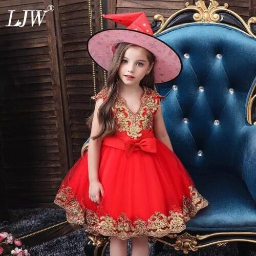 Retail New Sequin embroidery 1-12 Years Baby Girl Dress Wedding Girls Kids Party Dress Bow tutu Princess Elegant Dress