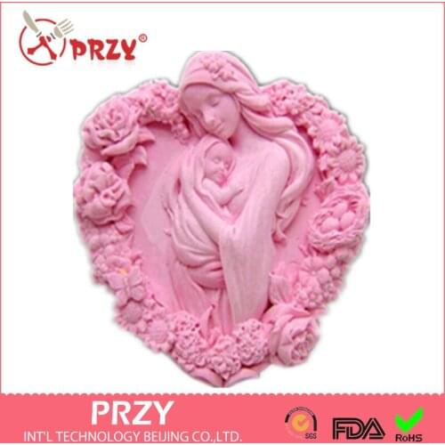 Heart mother child Silicone molds rose soap mold rose silicone soap molds heart silica gel die Aroma stone moulds candle mould