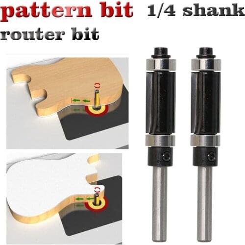 Flush Trim Top & Bottom Bearing Router Bit - 1/4" Shank - Woodworking cutter Tenon Cutter for Woodworking Tools