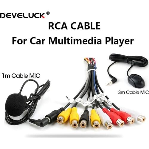 Vtopek Universal Car Radio RCA Output Wire Cable With Microphone Video Output/input Audio Subwoofer 1m/3m microphone optional