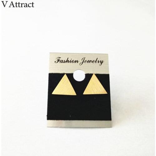 V Attract Geometric Triangle Stud Earrings Rose Gold Brincos 2018 Stainless Steel Minimalist Pyramid Jewelry For Women and Men