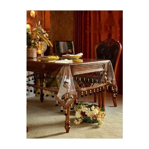 TPU Tablecloth Waterproof And Oil-proof Transparent Soft Glass Odorless Tablecloth European Style Tassel Tablecloth
