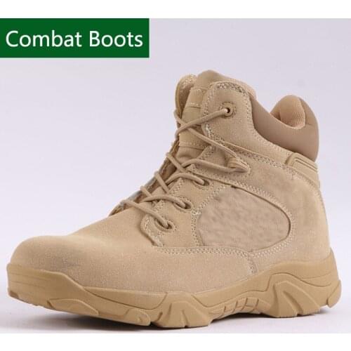 Military Army Combat Boots Men Leather Tactical Shoes For Men Desert Boots Mens Winter Boots Training Shoes Outdoor Hiking Shoes