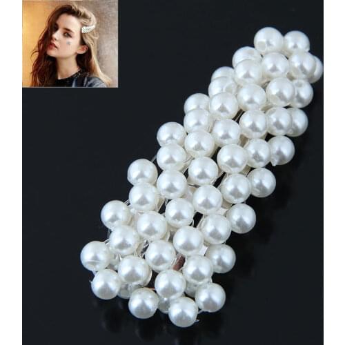 New Fashion design full Pearl Hair Barrettes gold and silver color alloy Hairwear Women Hairpin Hair Clips Girls Accessories