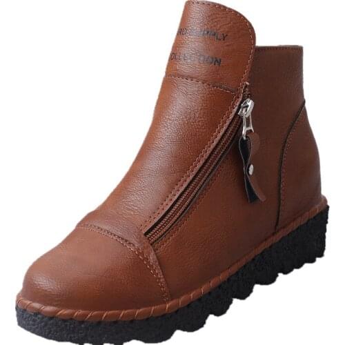 Ankle Boots Womens Genuine Leather Shoes Woman Casual Chelsea Boots Female Flat with Zip Retro Botas Mujer 2020 New