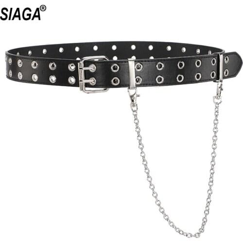 Ladies Design Punk Style Hip-Hop Chain Belts Female Punch-Free Fashion Simple Wild Jeans Clothing Accessories 3.6cm Width FCO238