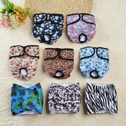 1PC Pet Dog Shorts Sanitary Physiological Pants Colorful Print Diaper Dog Shorts Washable Female Dog Panties Underwear Briefs