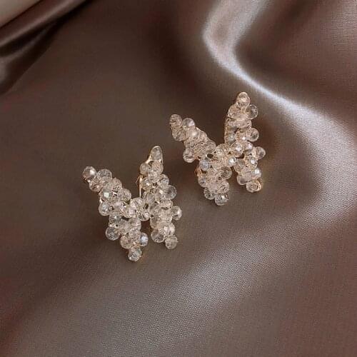2020 New Arrival Insect Crystal Women Trendy Stud Earrings Crystal Butterfly Earrings Korean Fashion Female Big Earrings