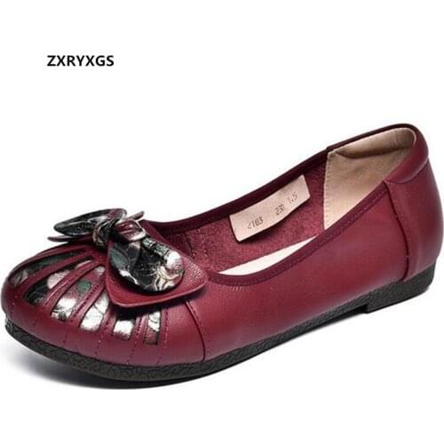 2021 New High-quality Soft Cowhide Printing Bow Women Flat Shoes Soft Sole Non-slip Wear Comfortable Shoes Big Size Trendy Shoes