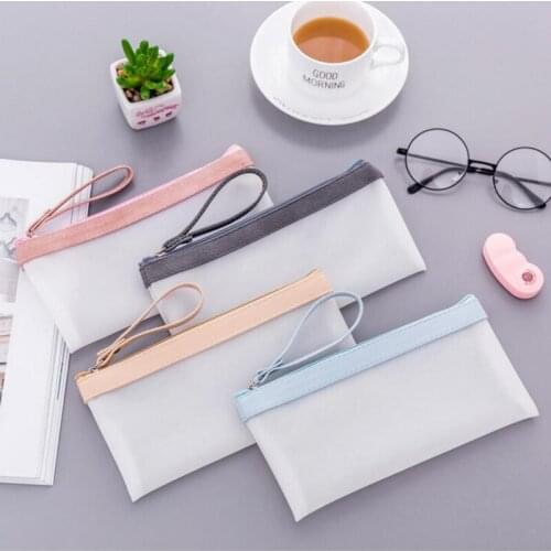1 Piece Lytwtws Simple Pen Pencil Bag Silicone School Office Supply Stationery Makeup Pouch Cosmetics Case