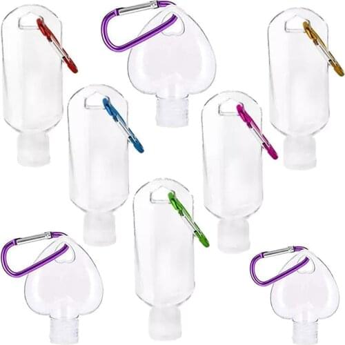 10Pcs Empty Plastic Bottle 50ml with Keyring Portable Clear Travel Container for Hand Sanitizer Alcohol Cosmetic