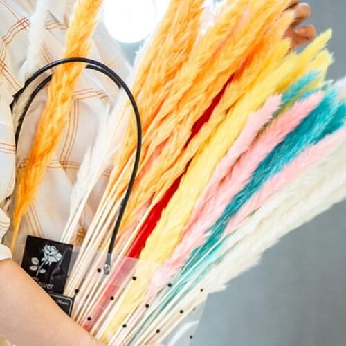 15 Pcs Natural Dried Small Pampas Grass Phragmites Artificial Plants Wedding Flower Bunch for Home Decor Fake Flowers
