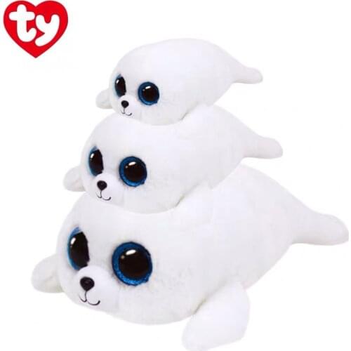 15CM Ty Beanie Icy White Body Glitter Blue Eyes Seal Collectable Plush Animal Toys Stuffed Doll Christmas Birthday Gift For Girl