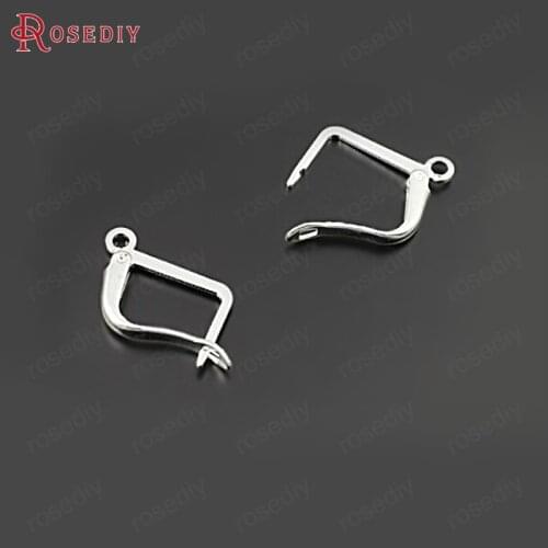 27897)20PCS 20x12MM Silver Color Plated Brass Earring Hook Diy Jewelry Findings Accessories Wholesale