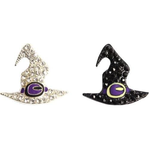 28*22mm rhinestone witch hat with slider for Halloween 50PCS BTN-5492