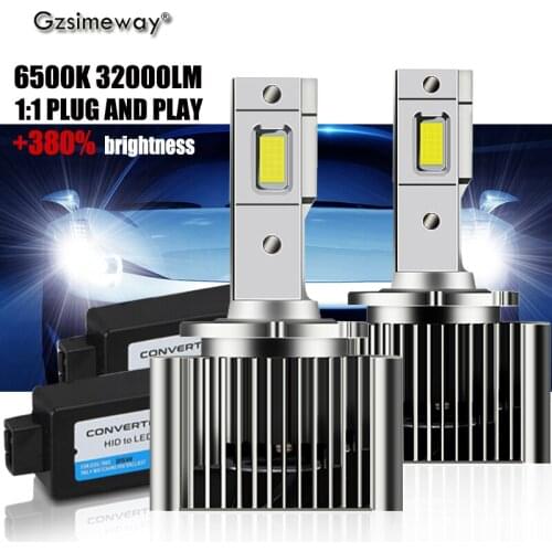 2X D1S D1R LED Bulb D3S D2S D4S D2R D8S D5S LED Headlight 32000LM 6500K Autu Non-Destructive Installation Replace HID Xenon Lamp