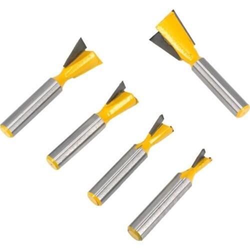 5pcs 8mm Shank Dovetail Joint Router Bits Set 1/4” 3/8” 1/2” 3/4” 5/8\" for wood