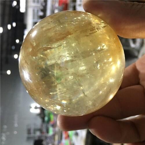 5cm Natural quartz crystal pale yellow crystal ball Christmas gift reiki healing home feng shui decoration free shipping