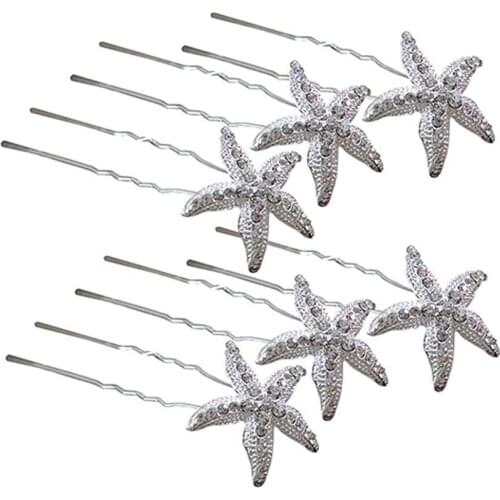 6 Pcs Starfish U Shape Braid Headwear Wedding Party Hairpin Hair Accessories For Women Bride