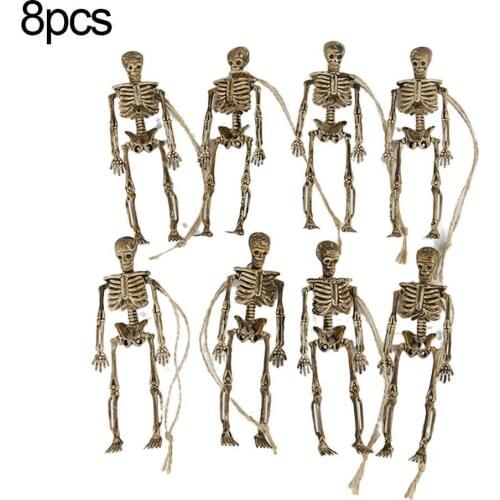 8pcs Halloween Decorations Props Lifelike Human Skeleton Set Spoof Tricky Supplies DIY Skeleton Haunted House Pendant