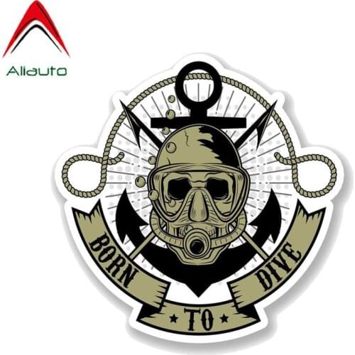 Aliauto Born To Dive Scuba Diving Car Sticker PVC Decal for Chevrolet Cruze Mazda Kia Volkswagen Skoda,15CM*15CM