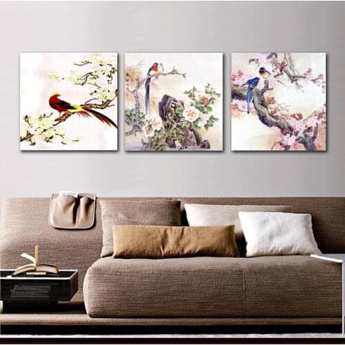 3Pcs Diy Diamond Painting Chinese Style Flower And Bird Pictures Round Square Drill Mosaic Embroidery 5D Cross Stitch KitZP-2914
