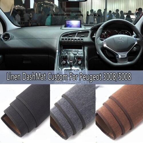 Car Styling Linen Dash Mat Covers Dashmat Dashboard Pads Carpet Accessories for Peugeot 3008 5008 2008 2009 2010 2011 2012 2015