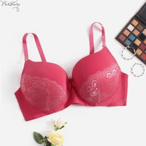 PariFairy 95-1110 F G cup large size underwear for women solid color floral bra plus size female lingeries minimizer bras