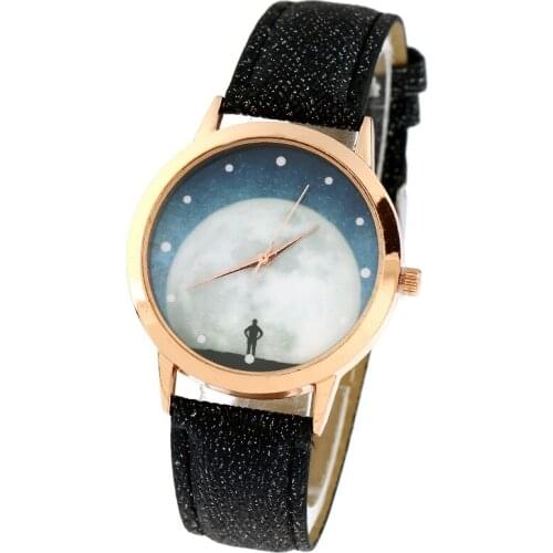 Gnova Platinum Watch Women Stars Milk Way Pu Leather Quartz Wristwatch Woman Fashion Casual Geneva Style Reloj Dama