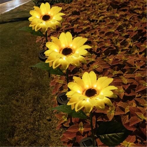 Decorative LED Sloar Light Sunflower Style Lawn Light Outdoor Waterproof Flowers Lamp Courtyard Garden Lawn Decor Patio Lights