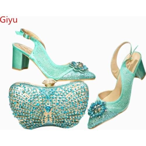 Doershow Italian Shoes And Bag Sets For Evening Party With Stones Italian Leather Handbags Match Bags!HBK1-9