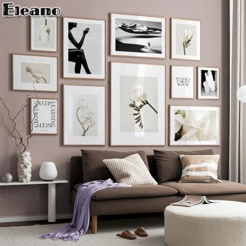 Home Decor Painting Orchid Black and White Woman Poster and Prints Canvas Painting for Living Room Wall HD Abstract Art Picture