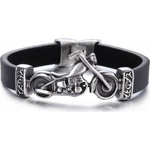 Jewels New Unique Male Jewelry Stainless Steel Motorcycle Charm Bracelet Rock Punk Durable Leather Bracelets Cheap Cool Gift