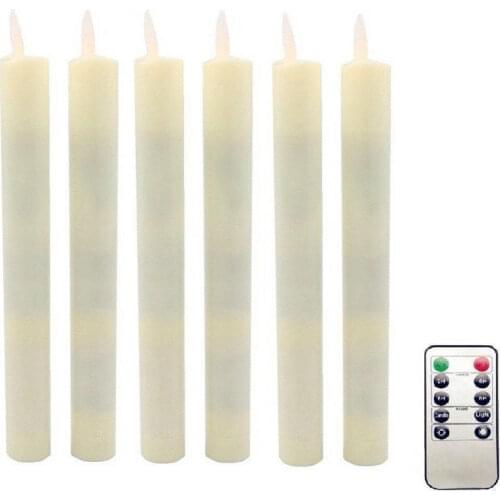 12pcs 8" moving dance wick LED Taper remote controlled w/timer function Stick Candle Xmas Wedding Home Table Decor 21CM(H)-Amber