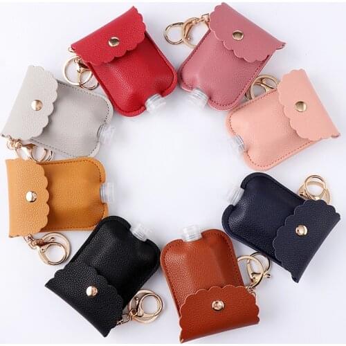 50pcs PU portable wash liquid bottle discharge bottle perfume bottle keychain small bag pendant empty Hand sanitizer bottle