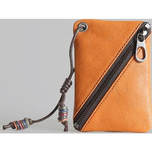 Genuine Leather Coin Purse Bag For Men Women Vintage Small Mini Slim Zipper Wallet Card Holder Case Pocket Money Bag Male Female