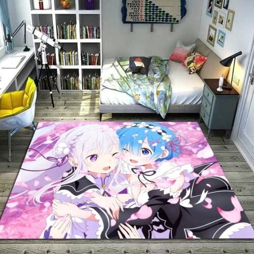 Anime Re: Zero Starting Life in Another World Rem Doormat Rug Floor Carpet Bedroom Living Non-slip Mat Kids Boy Cartoon Gift