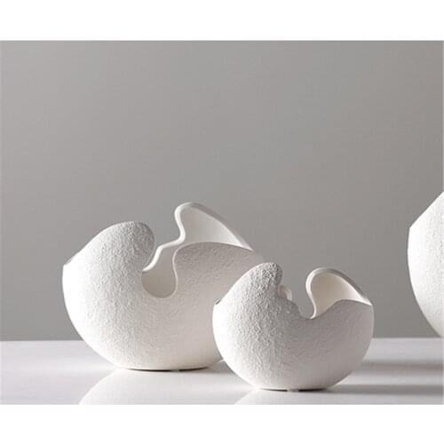 Creative Crack Egg Design Flower Vase Ceramic Flower Pot Tabletop Decorataive Ornament