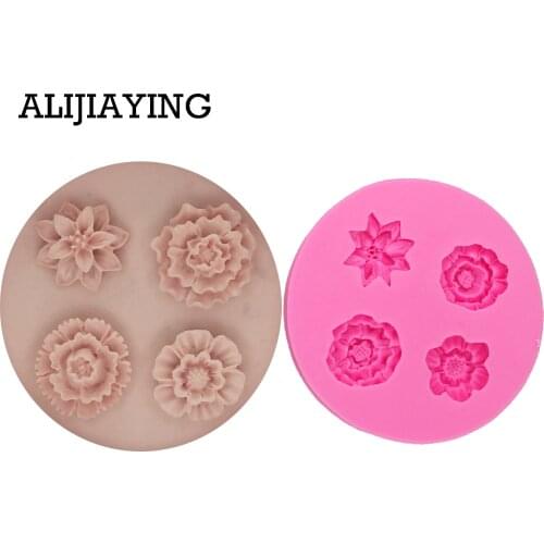 M1297 Flower Silicone Mold Fondant Molds Cake Decorating Tools Polymer Clay Candy Chocolate Moulds cake stencil