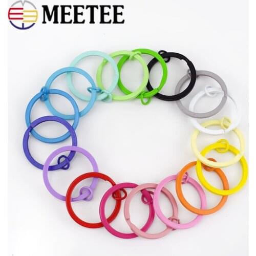 Meetee 30pcs 30mm Round Metal Keyring Stainless Steel Keychain Plated Split Alloy Circle Jewelry DIY Keyrings Accessories ZK5167