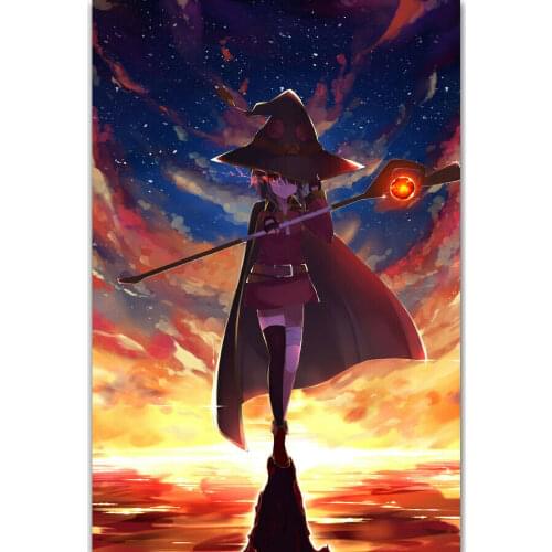 Megumin Konosuba Japan Anime Comic Movie Silk Fabric Wall Poster Art Decor Sticker Bright
