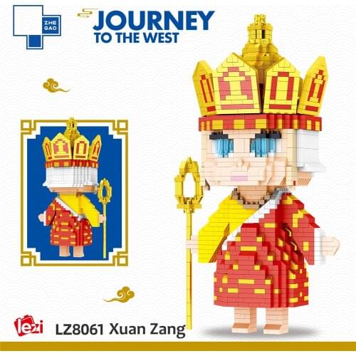 Lezi LZ8061 World Famous Eminent Monk Model Set Xuan Zang Micro Mini Blocks The Journey to the West China Building DIY Block Toy