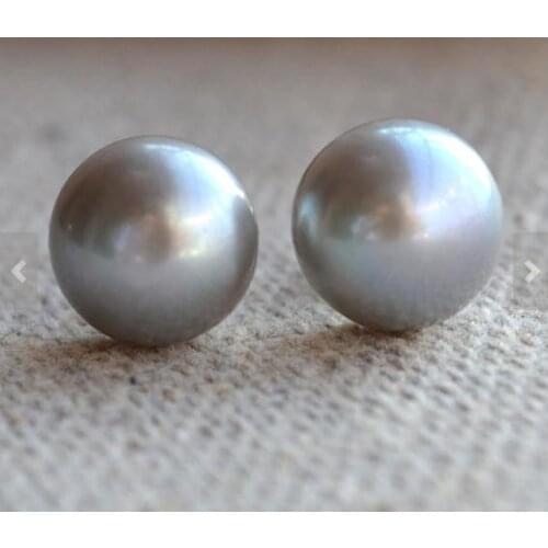 New Arrival Natural Pearl Earring AAA 10mm Gray Freshwater 925 Silver Stud Bridesmaid Wedding Fine Jewelry Charming Women Gift