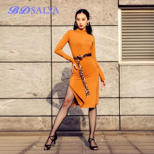 2020 Latin Dance Practice Clothes Female Adult Training Wear Dancing Dress Sexy Velvet Set Ys168 Long Sleeve Rumba STOCK Hot