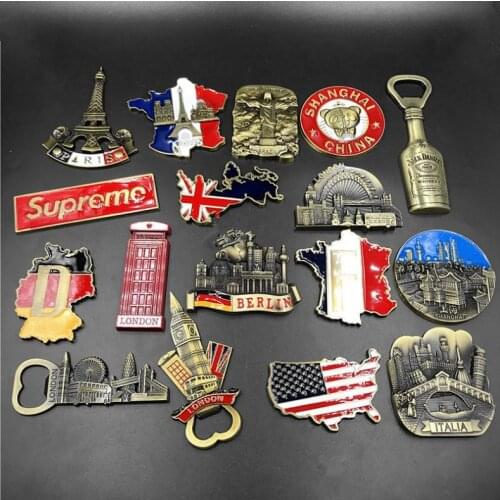 Metal refrigerator magnet bottle opener France, Britain, Germany, United States, Brazil, Italy, creative gifts souvenir