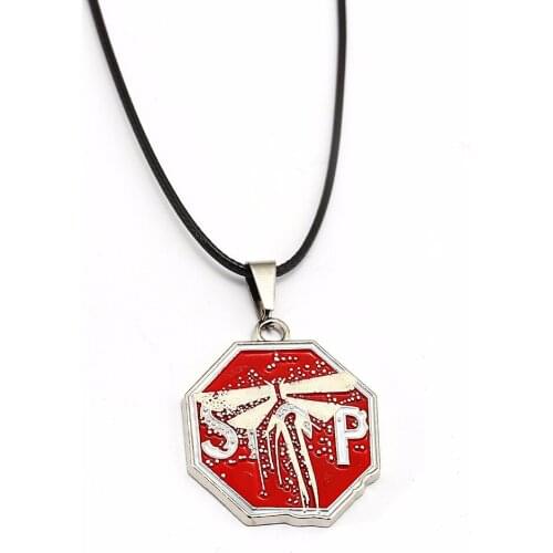 Mengtuyi Souvenir Last Us 2 Metal Pendant Necklace Jewelry Necklace Geometric Red Sparkling Leather Chain