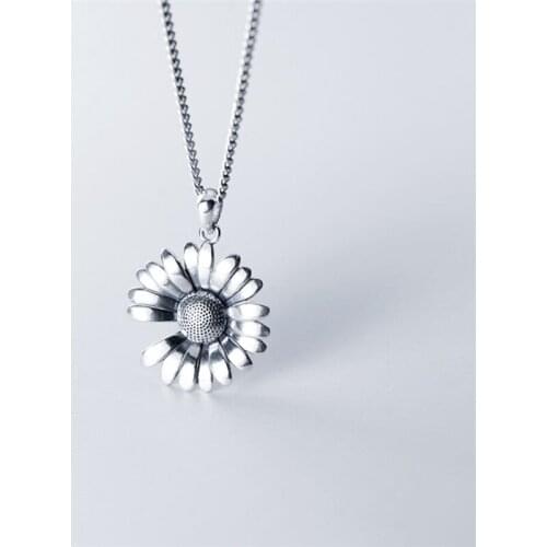Sole Memory Retro Thai Silver Chrysanthemum Cool Literature 925 Sterling Silver Clavicle Chain Female Necklace SNE568